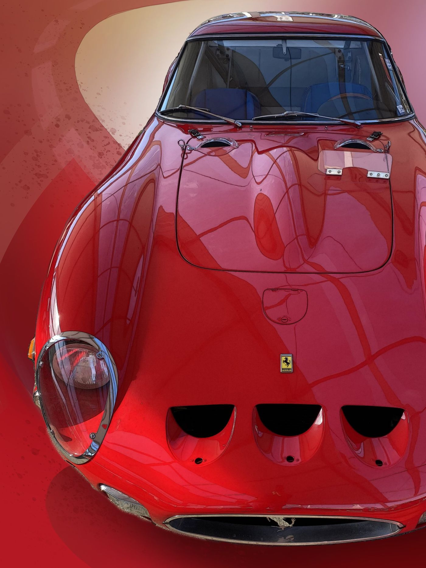 Red GT car, front view
