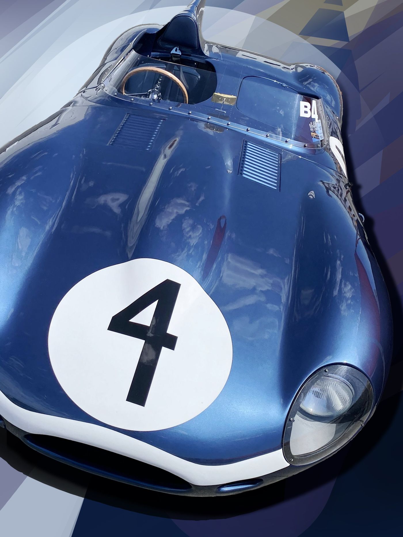 Blue racing car, number 4