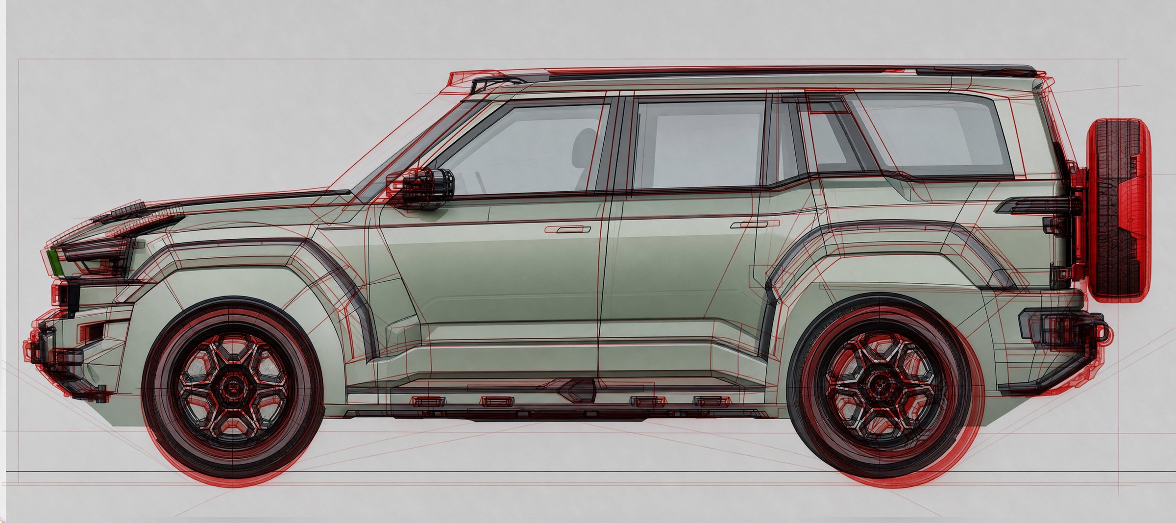 M817 side view with the revised proportion overlaid in red