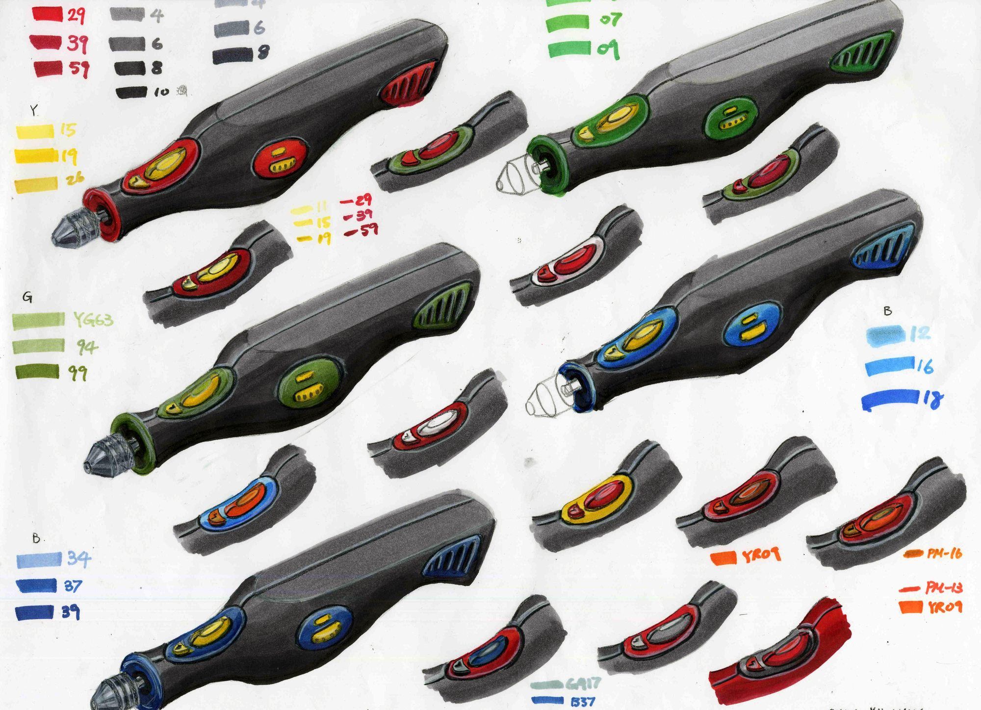 Student marker studies of a hand tool